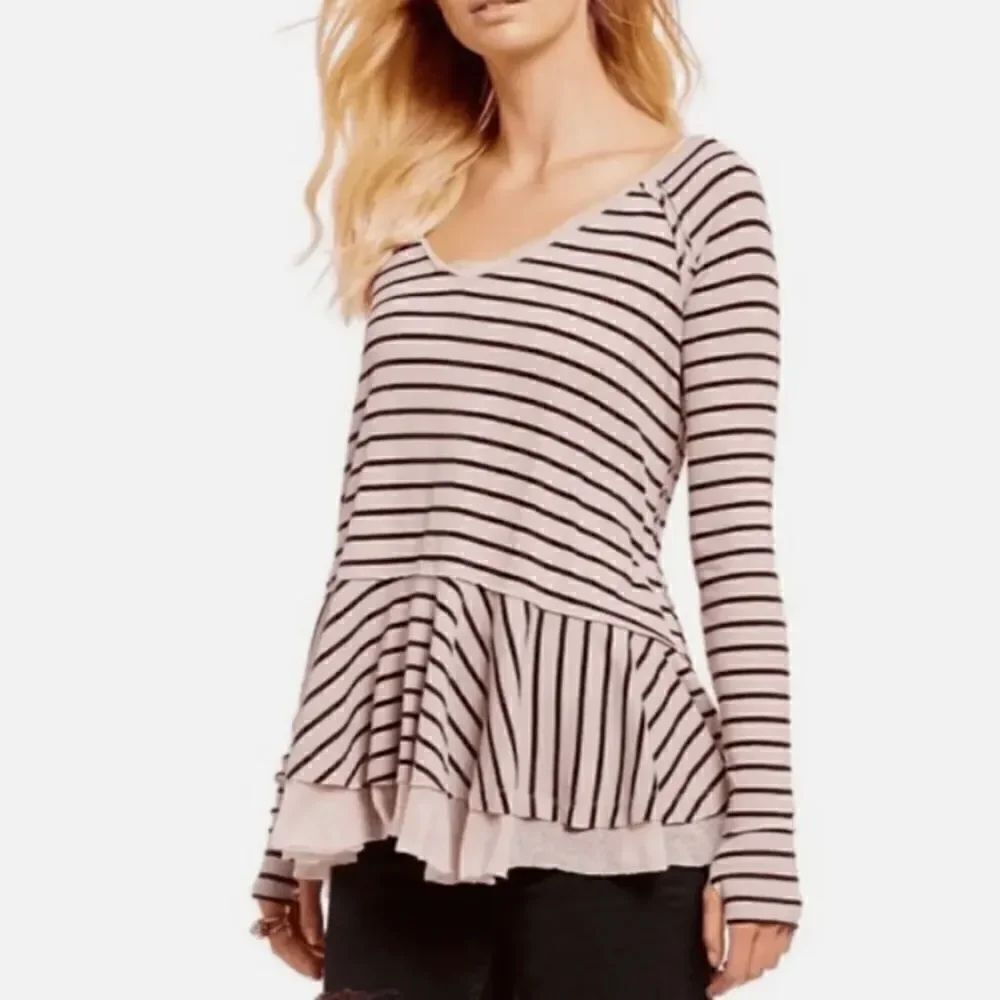 Free People We The Free Tangerine Tee Top in Striped Mauve